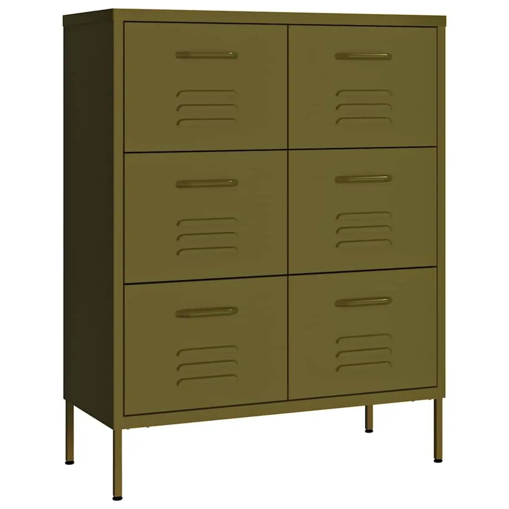 6 Drawer Organiser Chest Steel Structure Green Home Office Storage Cabinet 80x35x1015cm