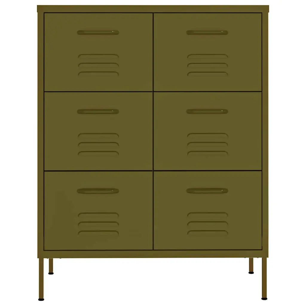 6 Drawer Organiser Chest Steel Structure Green Home Office Storage Cabinet 80x35x1015cm