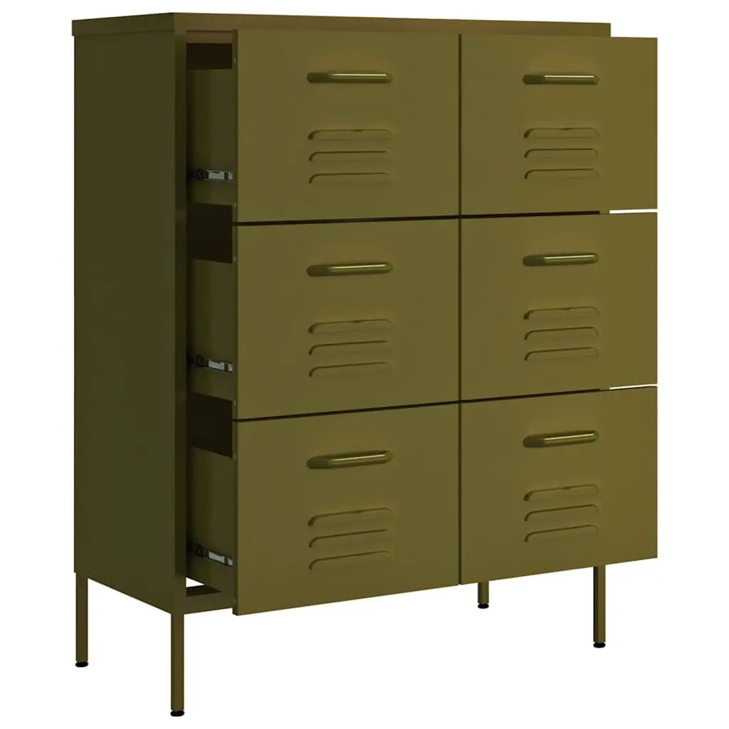 6 Drawer Organiser Chest Steel Structure Green Home Office Storage Cabinet 80x35x1015cm