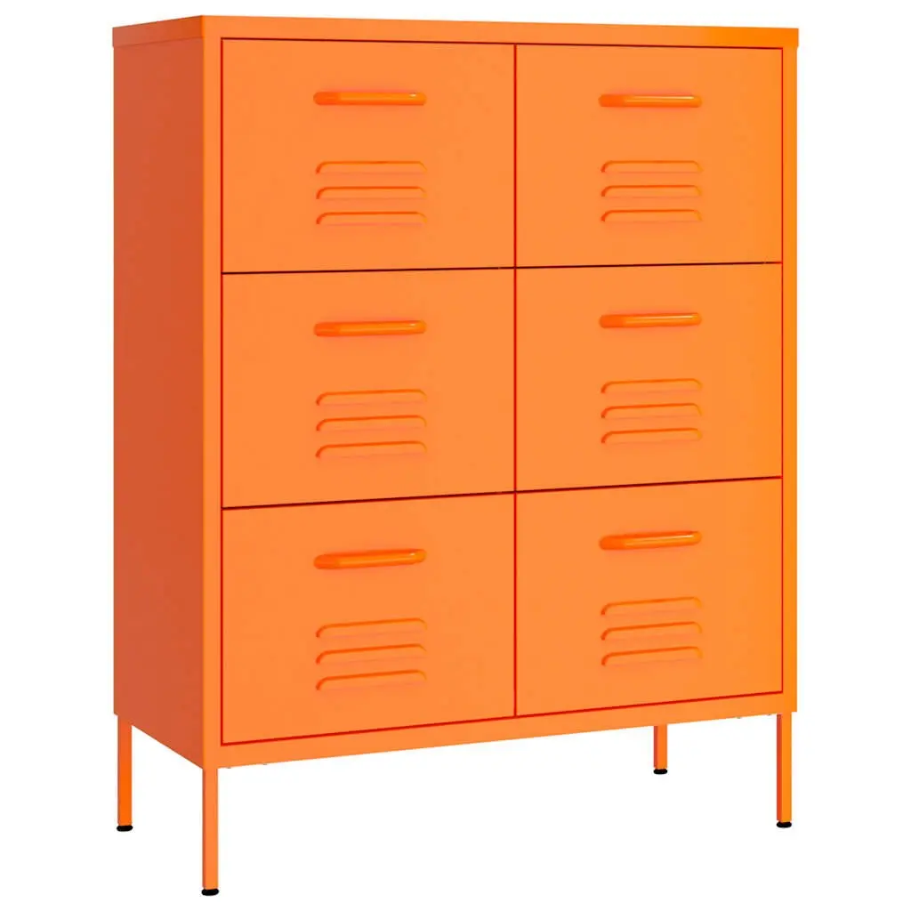 Orange Steel Storage Cabinet Unit 6 Drawer Organizer 80x35x1015cm