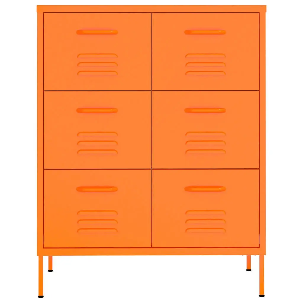 Orange Steel Storage Cabinet Unit 6 Drawer Organizer 80x35x1015cm