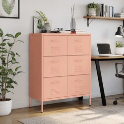 Versatile 6 Drawer Pink Steel Organizer for Home Use