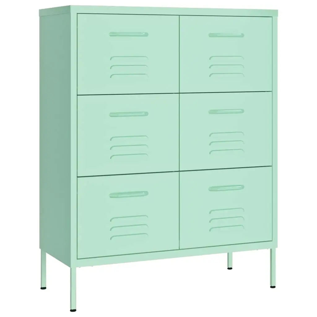 Storage Drawer Cabinet Steel 80x35x101.5cm Green 6 Drawers Organiser Unit
