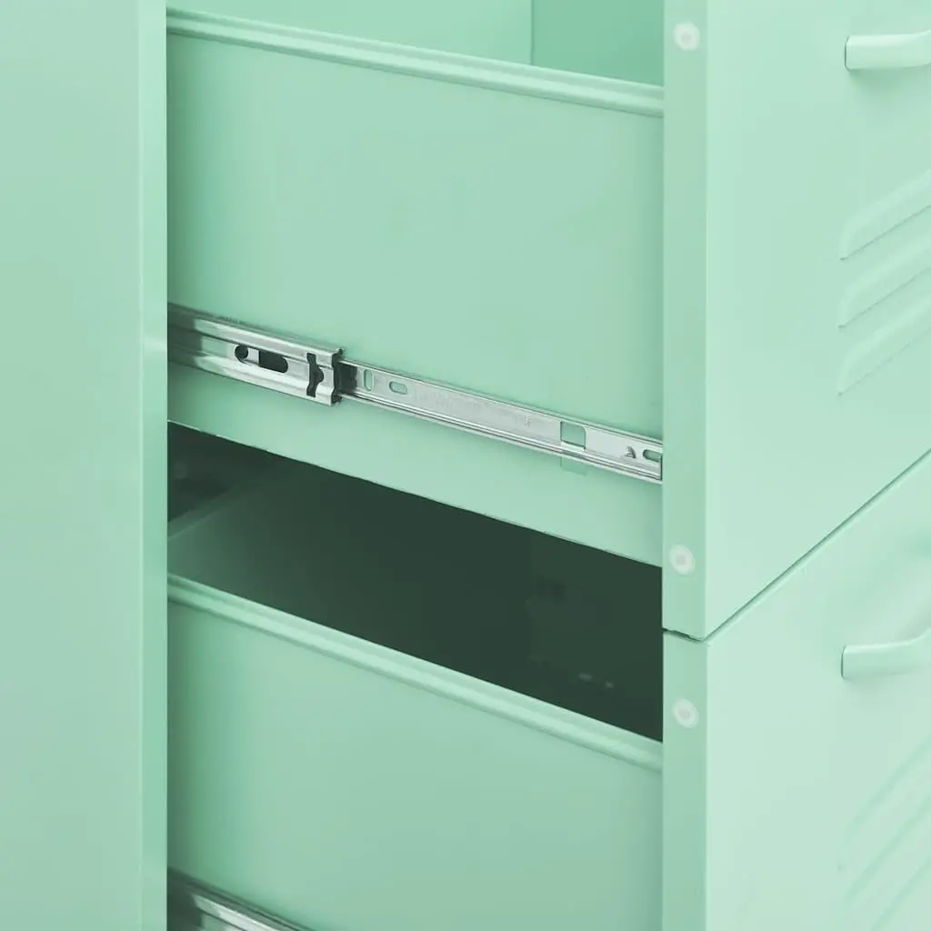Storage Drawer Cabinet Steel 80x35x101.5cm Green 6 Drawers Organiser Unit