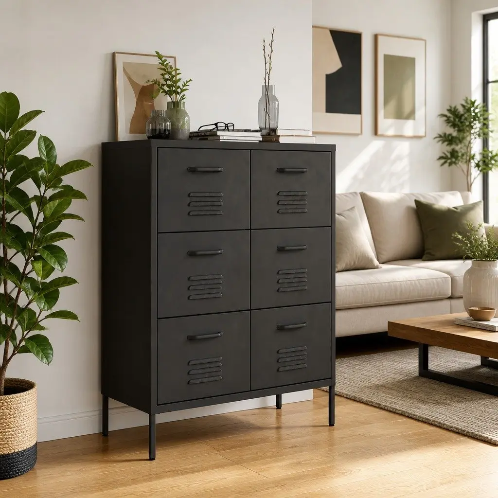 Steel Drawer Cabinet 80x35x101.5cm Anthracite Organiser with 6 Drawers for Home Storage