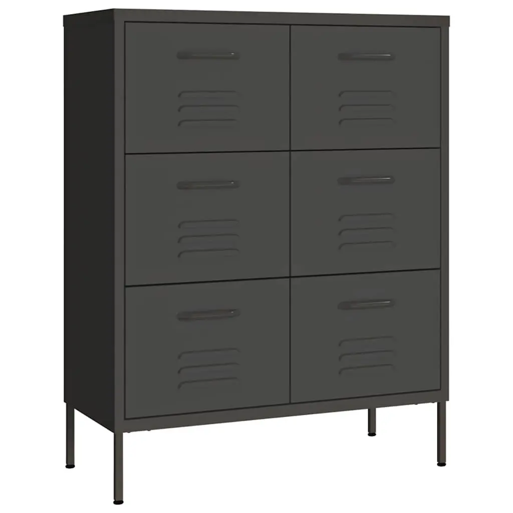 Steel Drawer Cabinet 80x35x101.5cm Anthracite Organiser with 6 Drawers for Home Storage
