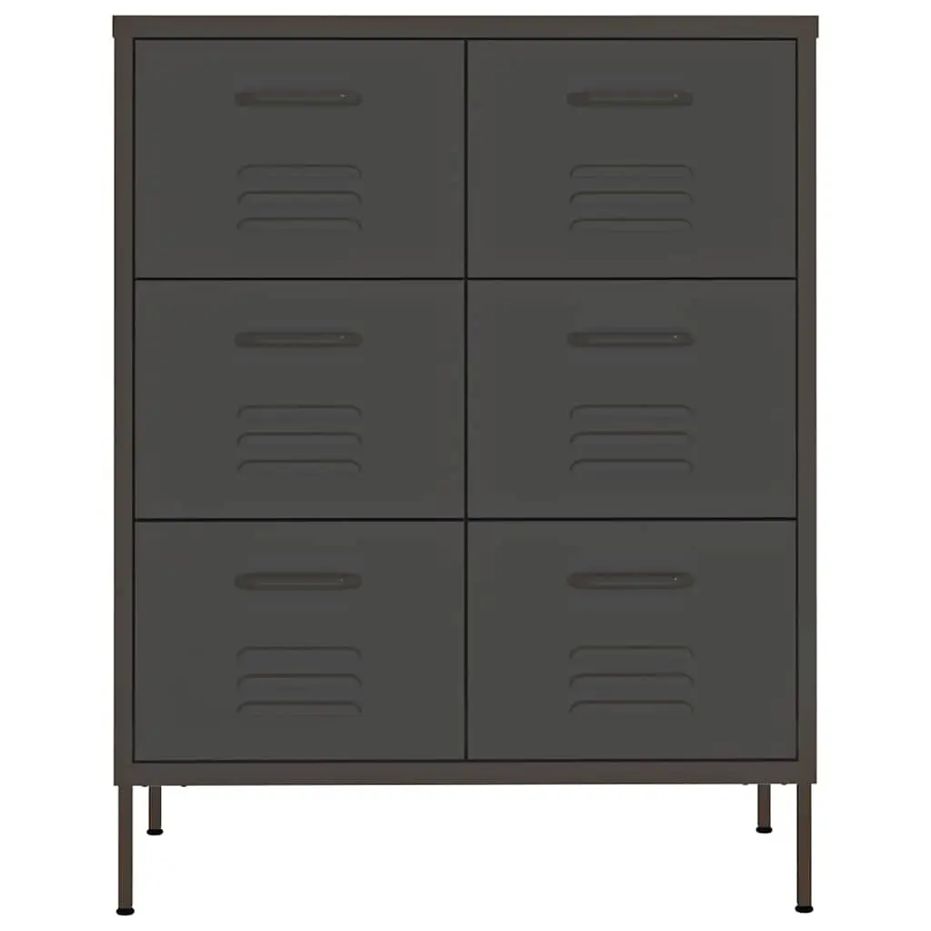 Steel Drawer Cabinet 80x35x101.5cm Anthracite Organiser with 6 Drawers for Home Storage