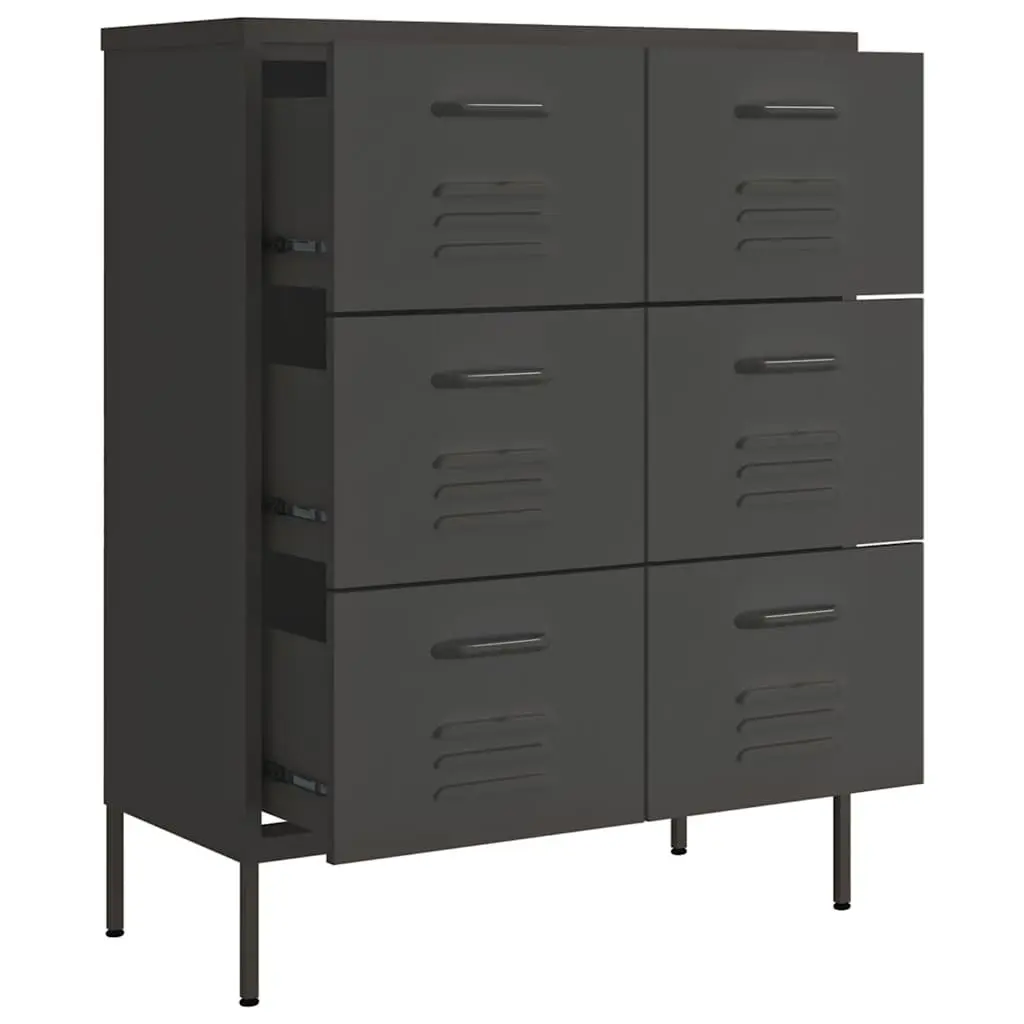 Steel Drawer Cabinet 80x35x101.5cm Anthracite Organiser with 6 Drawers for Home Storage