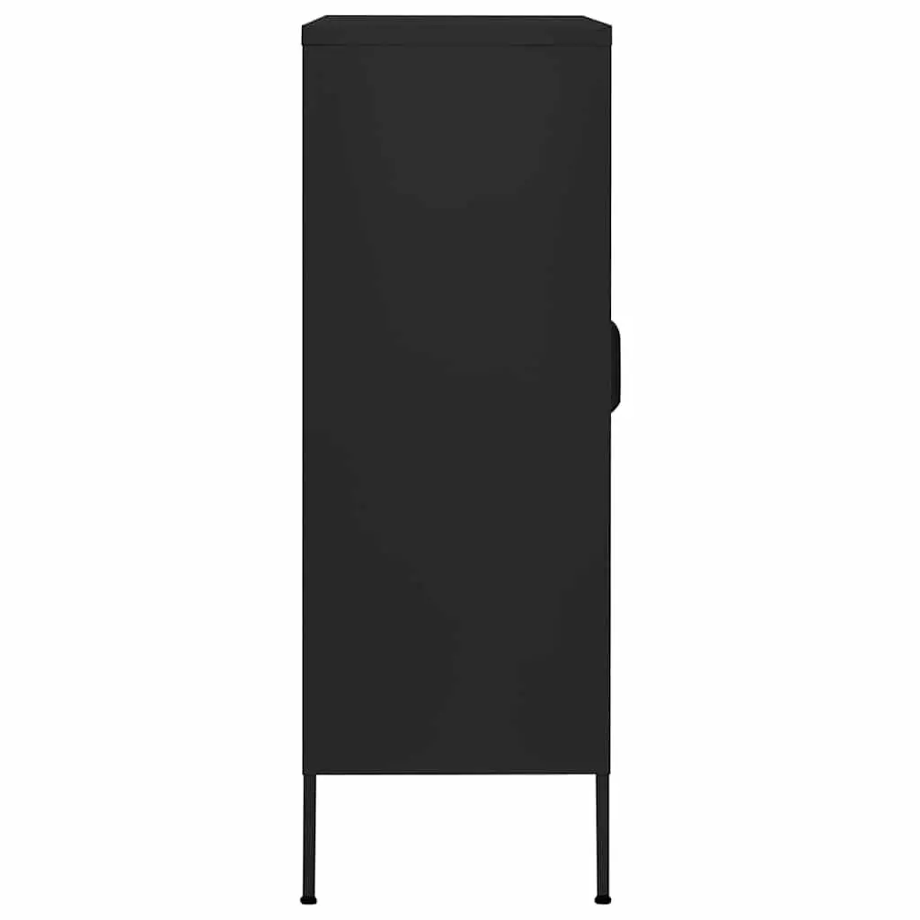 Black Storage Cabinet with Steel Construction 80x35x101.5cm Adjustable Shelves and Mesh Doors for Home Organization