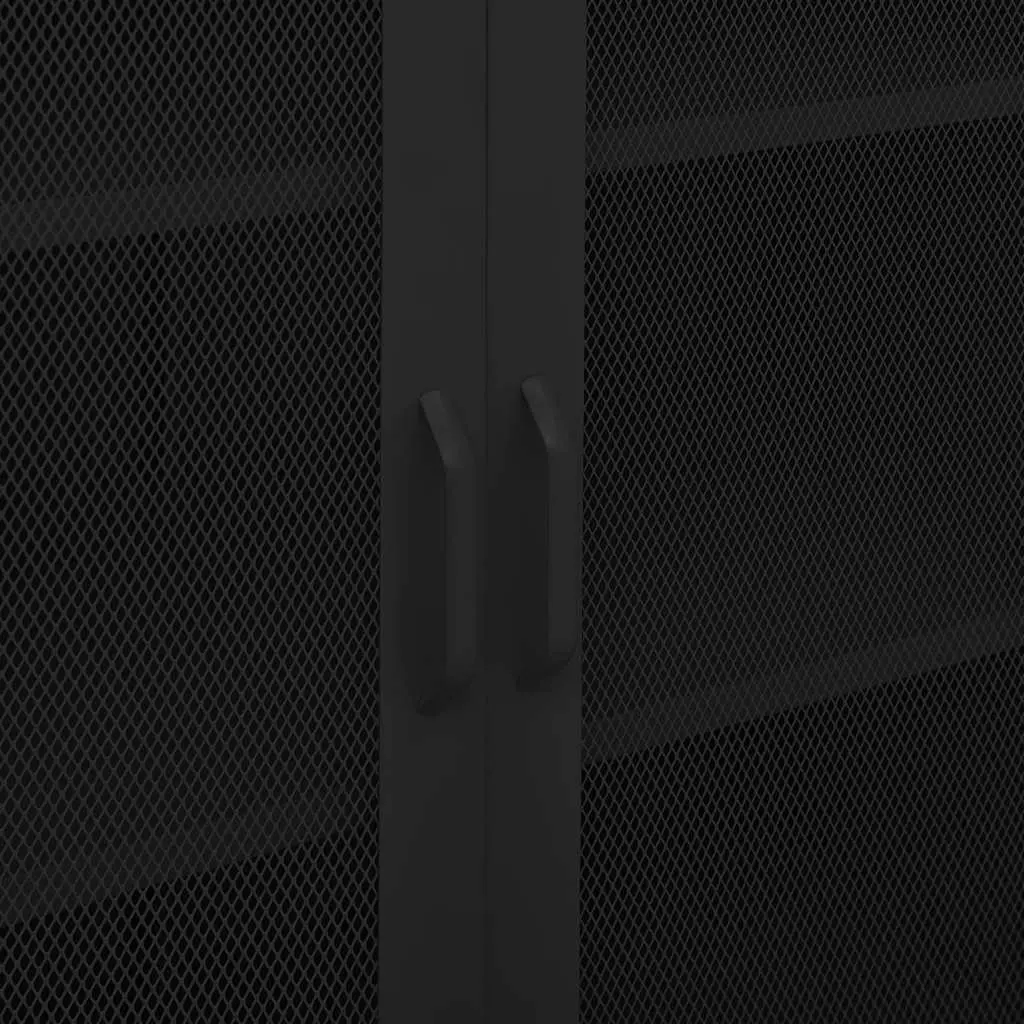 Black Storage Cabinet with Steel Construction 80x35x101.5cm Adjustable Shelves and Mesh Doors for Home Organization