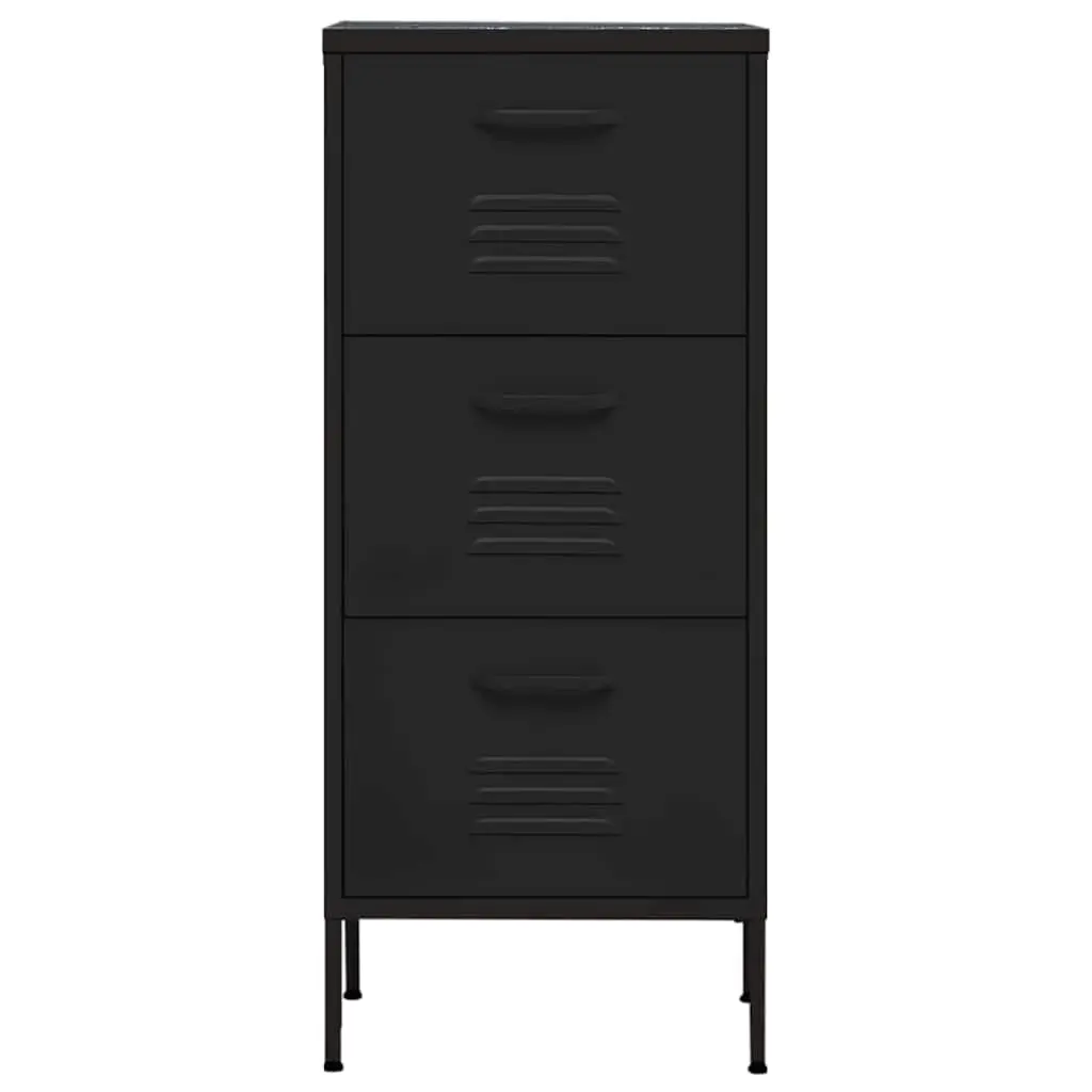 Storage Cabinet Black Drawers Steel Frame Organiser Unit Home Furniture Locker