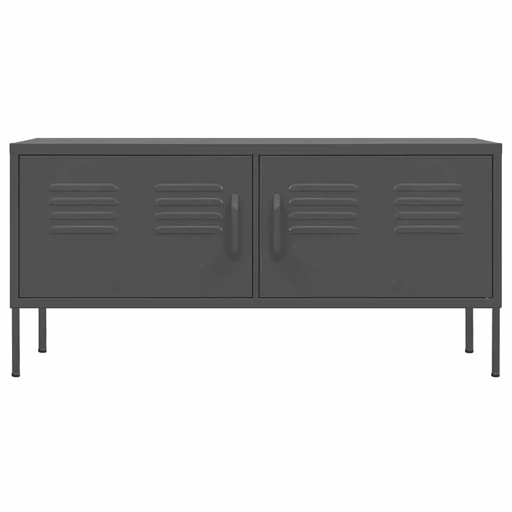 TV Cabinet Anthracite Living Room Storage Unit with Doors Shelves Steel Stand