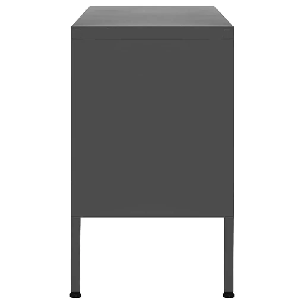 TV Cabinet Anthracite Living Room Storage Unit with Doors Shelves Steel Stand