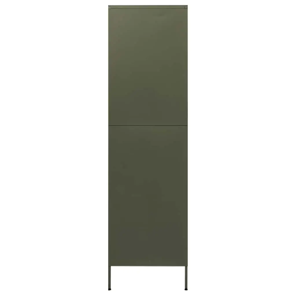 Steel Wardrobe Cupboard Cabinet with Adjustable Shelves Hanging Rod Olive Green