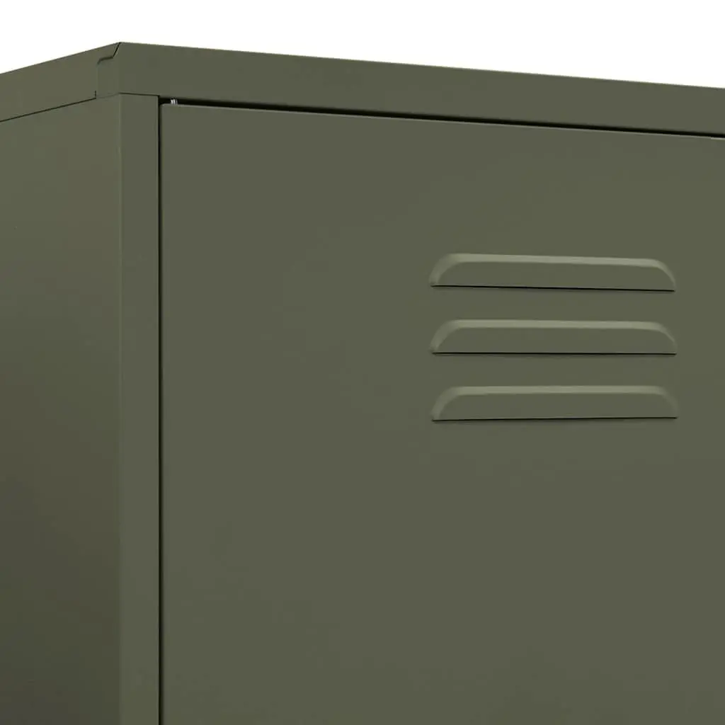 Steel Wardrobe Cupboard Cabinet with Adjustable Shelves Hanging Rod Olive Green