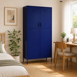 Practical Blue Steel Wardrobe Cabinet for Home Use