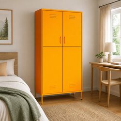 Yellow Steel Wardrobe Cabinet for Practical Home Organization