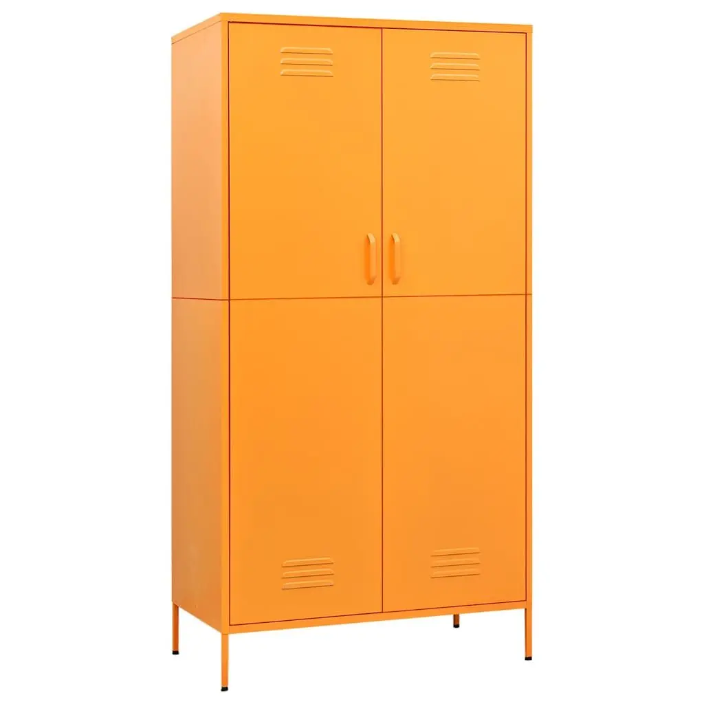 Steel Wardrobe Cabinet Storage Organiser 90x50x180cm Yellow