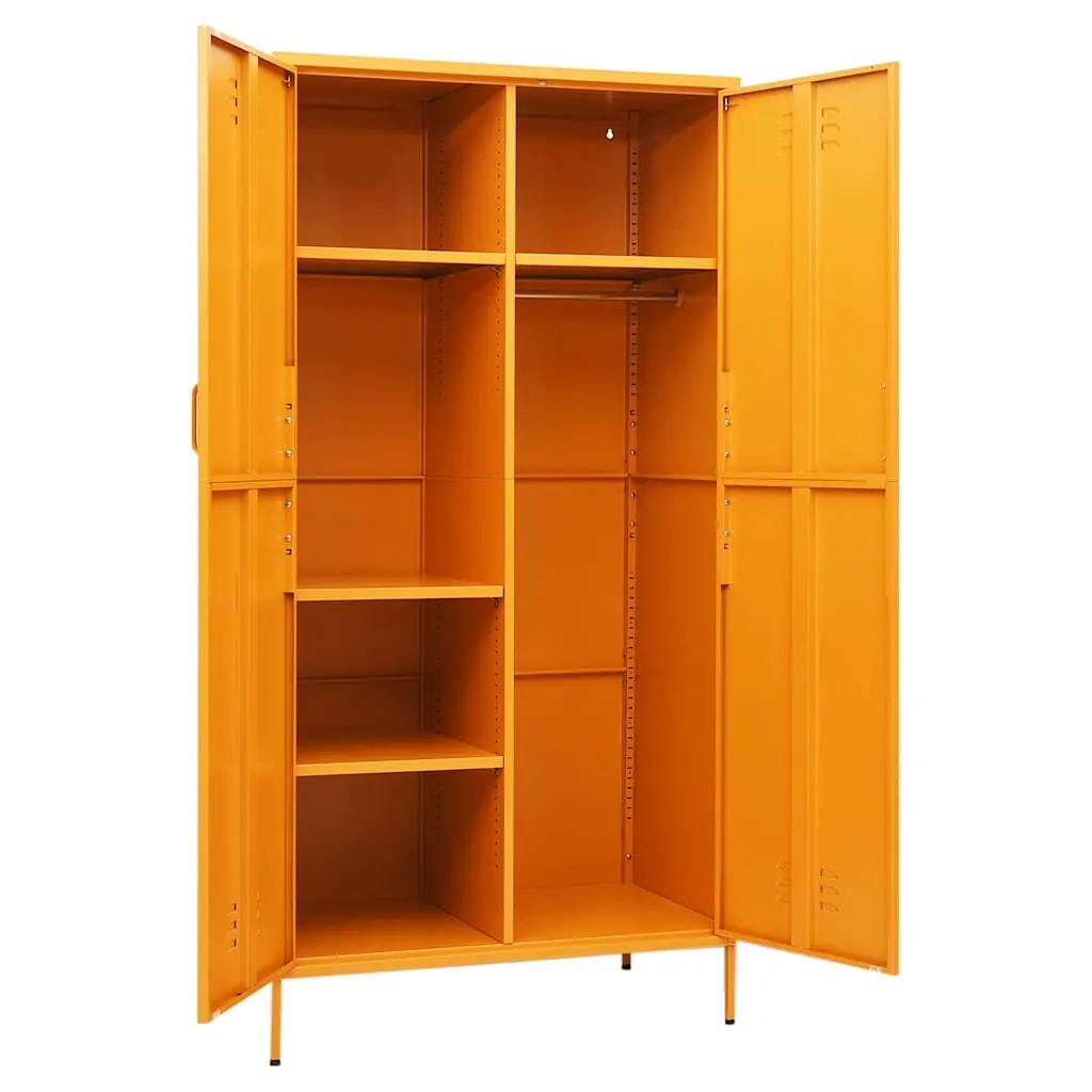 Steel Wardrobe Cabinet Storage Organiser 90x50x180cm Yellow