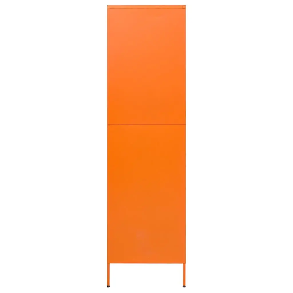 Steel Wardrobe Cabinet Orange with 4 Adjustable Shelves and Hanging Rod 90W x 50D x 180H cm