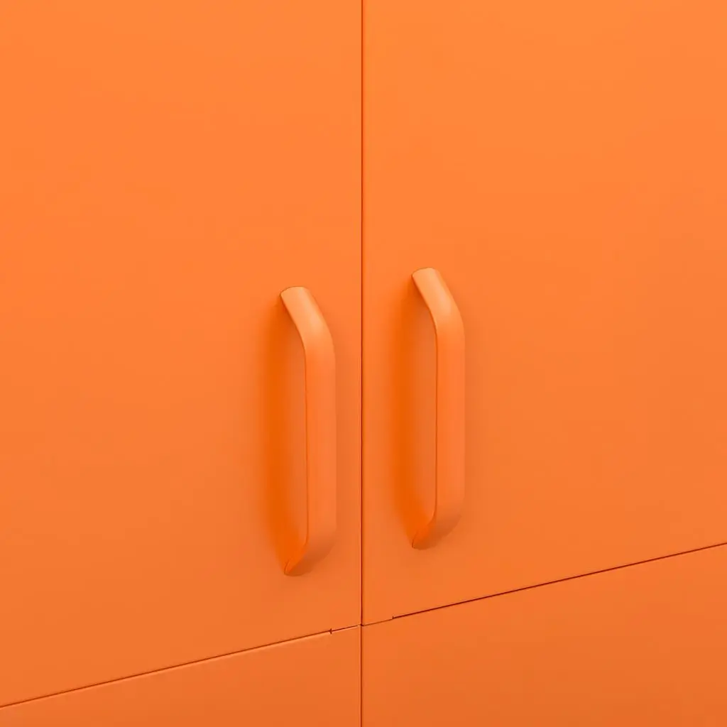 Steel Wardrobe Cabinet Orange with 4 Adjustable Shelves and Hanging Rod 90W x 50D x 180H cm
