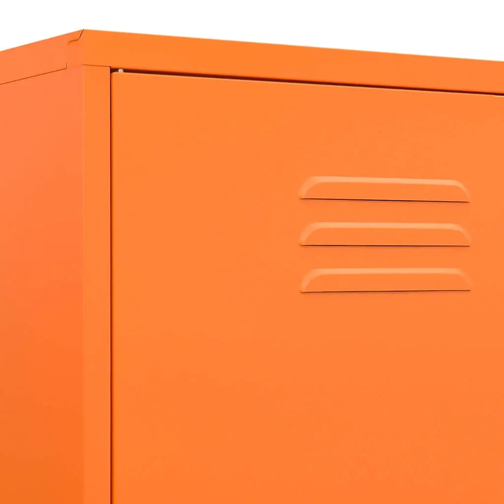 Steel Wardrobe Cabinet Orange with 4 Adjustable Shelves and Hanging Rod 90W x 50D x 180H cm