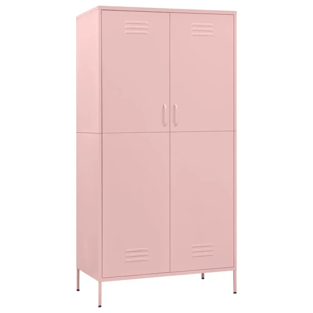 Wardrobe Cabinet Steel 90x50x180cm Pink Adjustable Shelves
