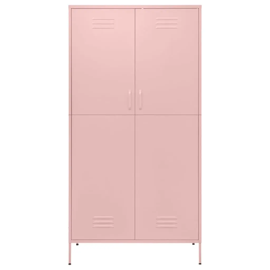 Wardrobe Cabinet Steel 90x50x180cm Pink Adjustable Shelves