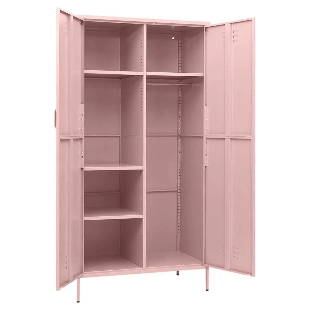 Wardrobe Cabinet Steel 90x50x180cm Pink Adjustable Shelves