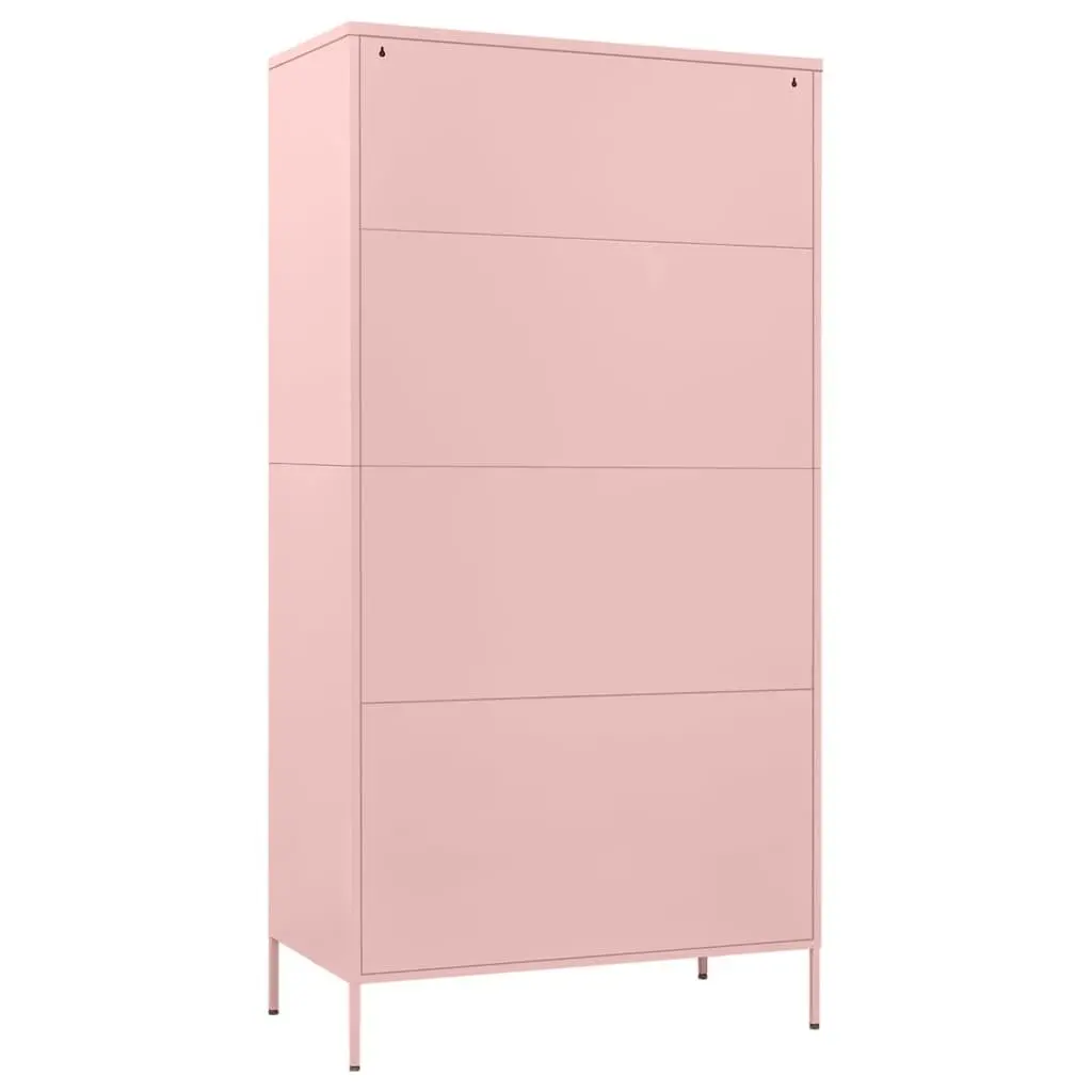 Wardrobe Cabinet Steel 90x50x180cm Pink Adjustable Shelves