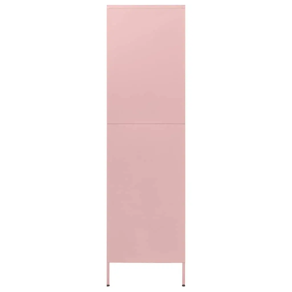 Wardrobe Cabinet Steel 90x50x180cm Pink Adjustable Shelves