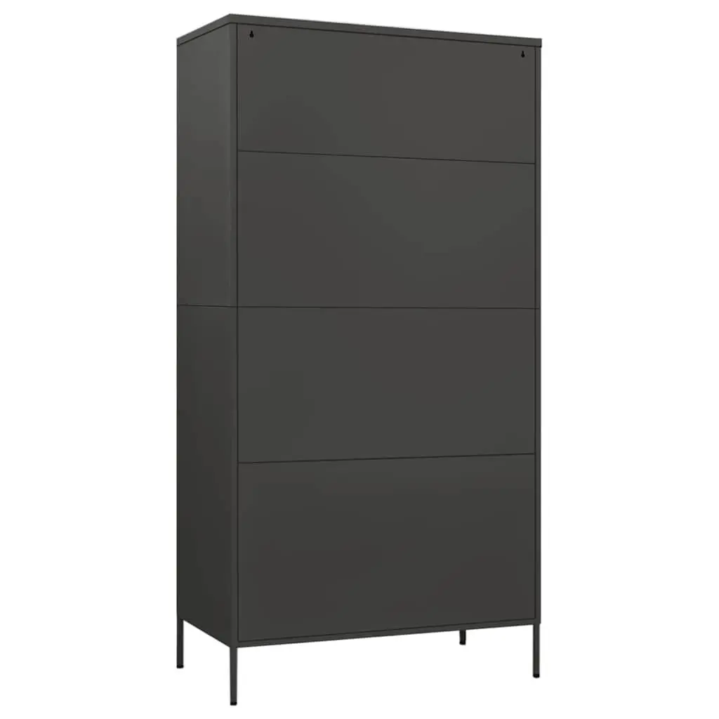 Wardrobe Anthracite Steel Storage Cabinet 90x50x180 cm with Hanging Rod Shelves