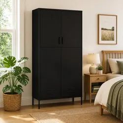 Practical Black Steel Wardrobe for All Your Clothing Needs