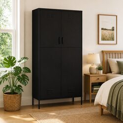 Practical Black Steel Wardrobe for All Your Clothing Needs