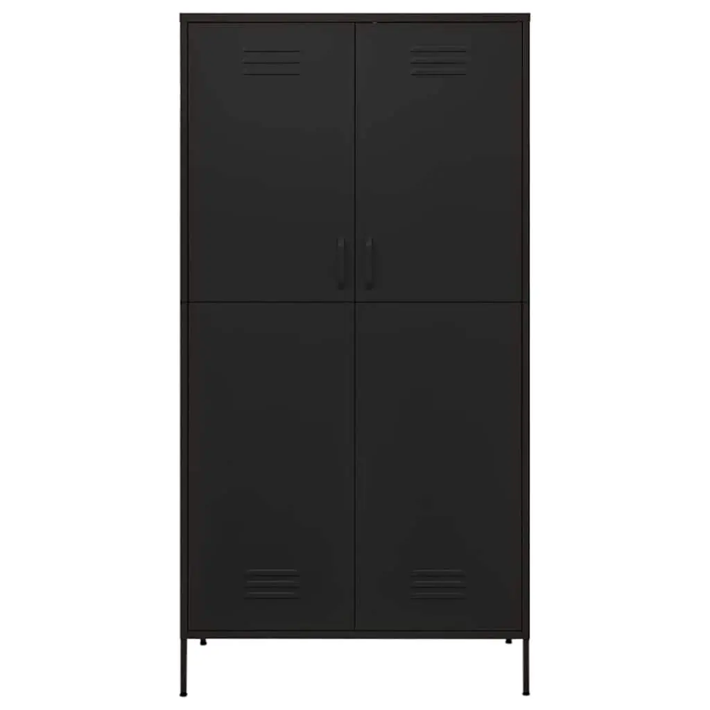 Wardrobe Cabinet Black Steel Storage Cupboard Clothing Organiser 4 Shelves