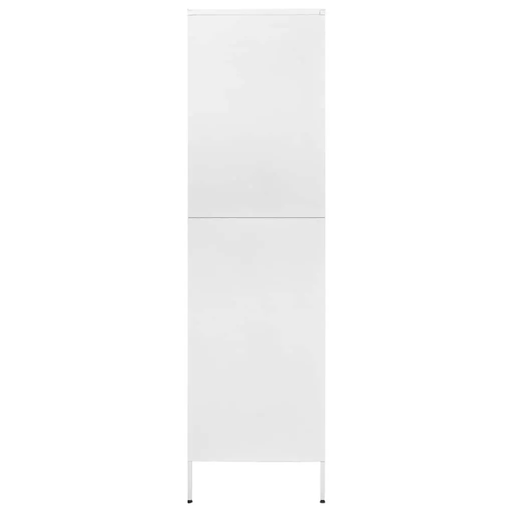 White Steel Wardrobe Cupboard 4 Shelves Hanging Rod Storage Cabinet Organiser
