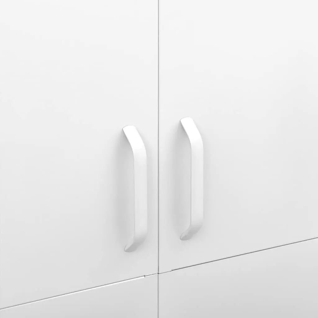 White Steel Wardrobe Cupboard 4 Shelves Hanging Rod Storage Cabinet Organiser