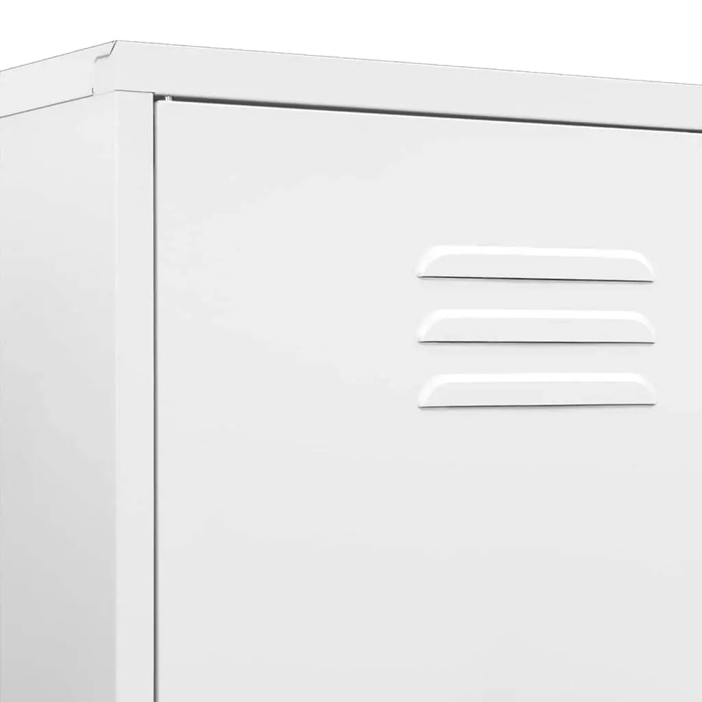 White Steel Wardrobe Cupboard 4 Shelves Hanging Rod Storage Cabinet Organiser
