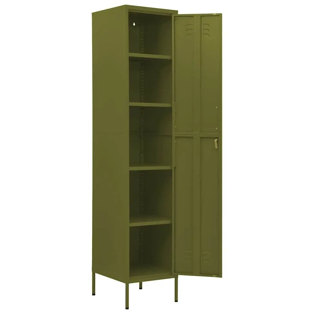 Steel Locker Cabinet Green 4 Adjustable Shelves
