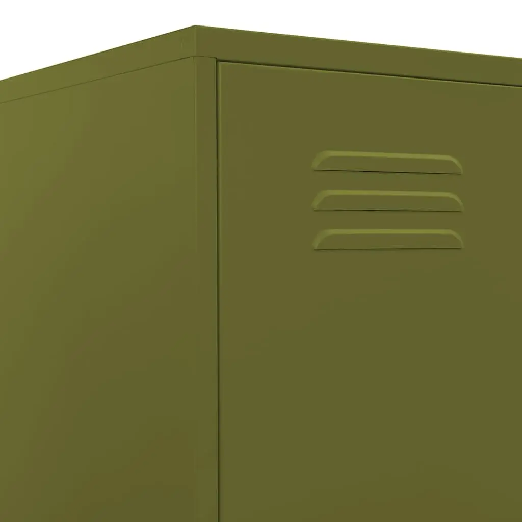 Steel Locker Cabinet Green 4 Adjustable Shelves