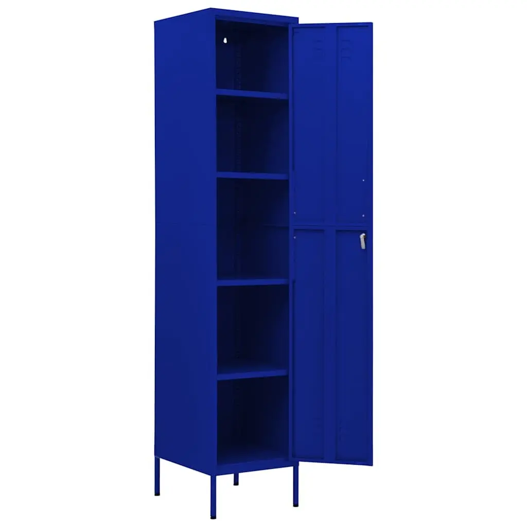 Steel Storage Cabinet Navy Blue Adjustable Shelves 4 Units Secure Office Furniture