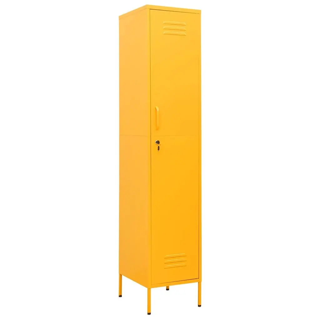 Storage Locker Cabinet Yellow 4 Shelf Adjustable Steel Secure Filing Organizer