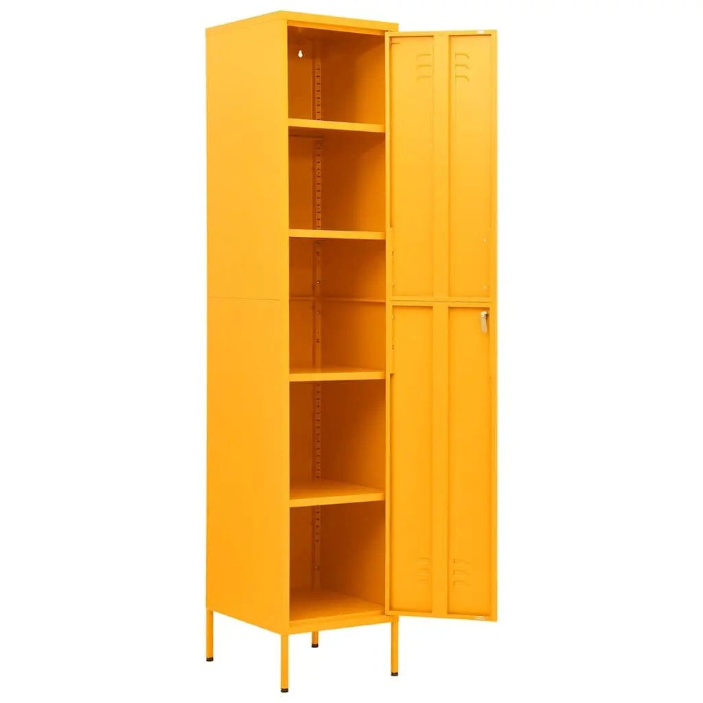 Storage Locker Cabinet Yellow 4 Shelf Adjustable Steel Secure Filing Organizer