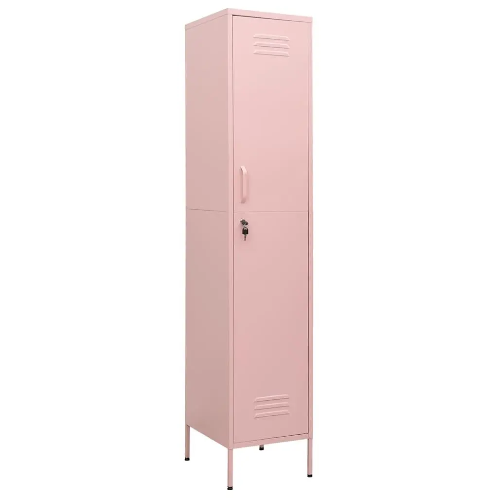 Steel Locker Cabinet Pink with 4 Adjustable Shelves and Locks for Organising Bedroom Office Living Space