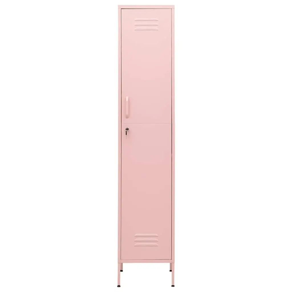 Steel Locker Cabinet Pink with 4 Adjustable Shelves and Locks for Organising Bedroom Office Living Space