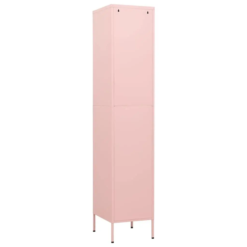 Steel Locker Cabinet Pink with 4 Adjustable Shelves and Locks for Organising Bedroom Office Living Space