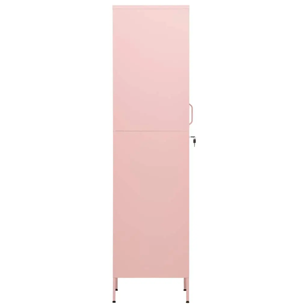 Steel Locker Cabinet Pink with 4 Adjustable Shelves and Locks for Organising Bedroom Office Living Space