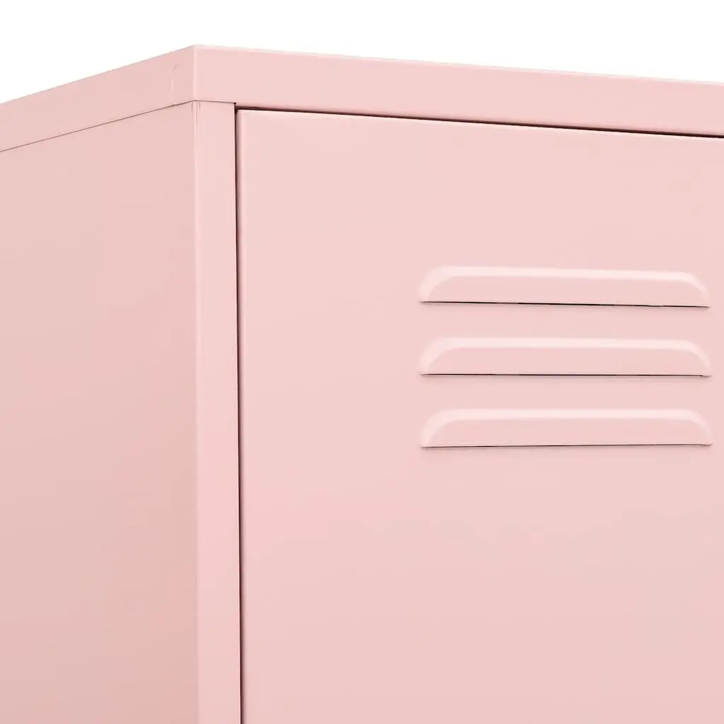 Steel Locker Cabinet Pink with 4 Adjustable Shelves and Locks for Organising Bedroom Office Living Space