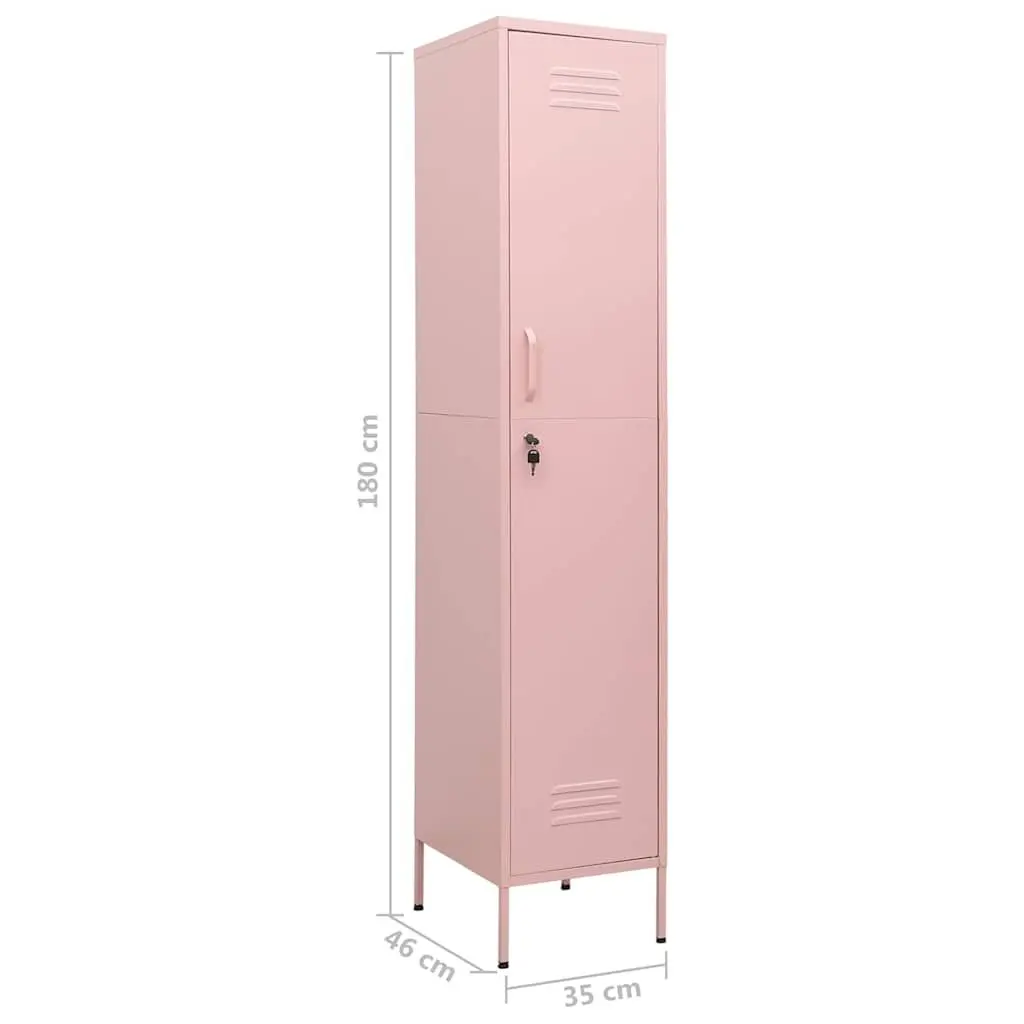 Steel Locker Cabinet Pink with 4 Adjustable Shelves and Locks for Organising Bedroom Office Living Space