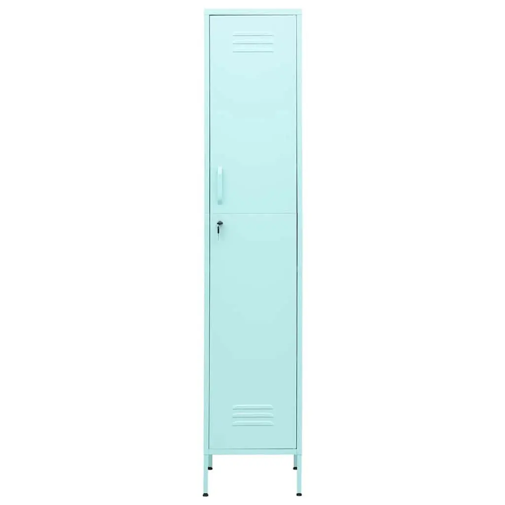 Steel Storage Cabinet Green Adjustable Shelving 4 Shelves Locking Office Bedroom 35x46x180cm